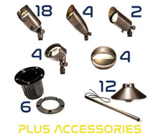 Load image into Gallery viewer, Up Light, Path Light, Accent Light, Well Light, and Deck Light Combo - Total Light Landscape Lighting Solutions