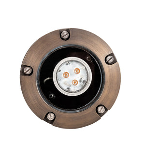 Total Light Well Light With Classic Brass & Clear Lens Top - Total Light Landscape Lighting Solutions