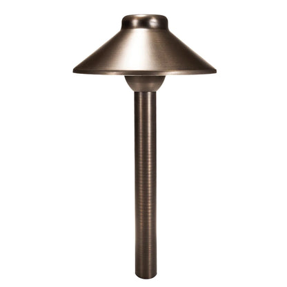 Bronze outdoor lamp post on a white background