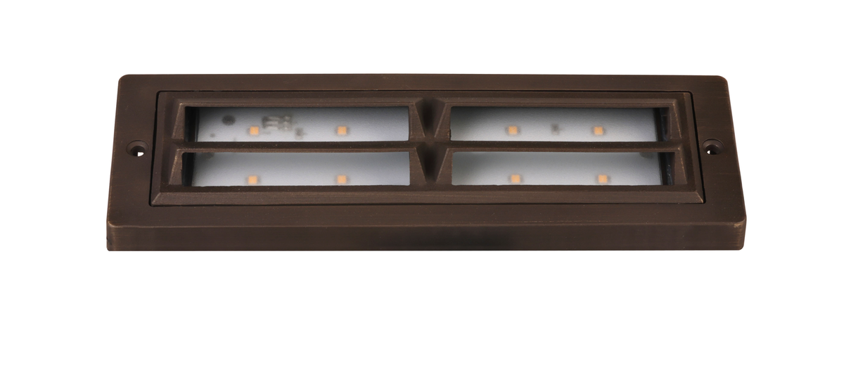 Total Light brass LED step light with remote dimming and 2700K/3000K CCT – installed view