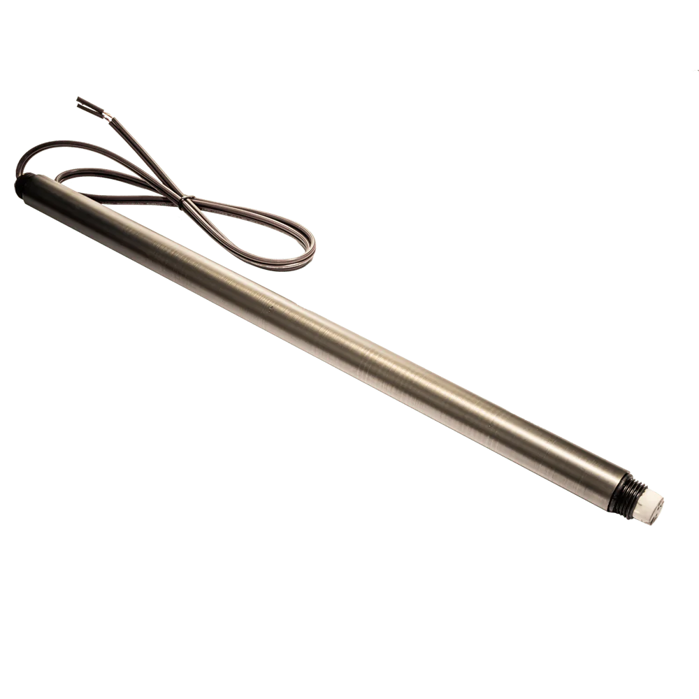 Metallic rod with a coiled wire on a white background