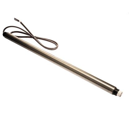 Metallic rod with a coiled wire on a white background