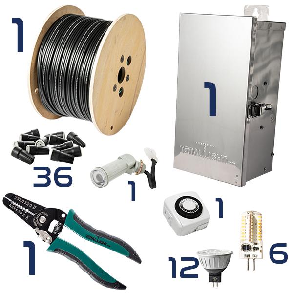 Total Light Up Light and Path Light Combo #4 landscape lighting kit – alternate view