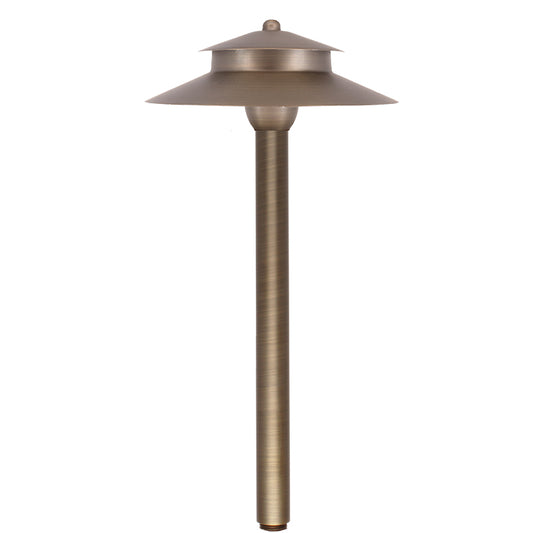 Total Light Naples two-tier brass path light with 18-inch stem